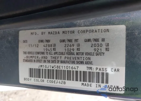2014 Mazda Mazda6 I Grand Touring z USA, uszkodzony, nr VIN JM1GJ1W58E1101647